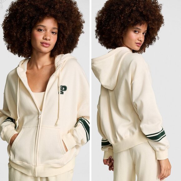 PINK Victoria's Secret Tops - Victoria's Secret PINK Ivy Fleece Campus Full Zip Hoodie New With Tags Size L